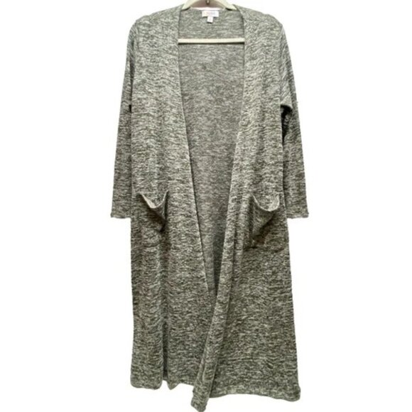 LuLaRoe Open Front Duster Women's Large Heathered Green Knit Cardigan Sweater - Picture 1 of 10
